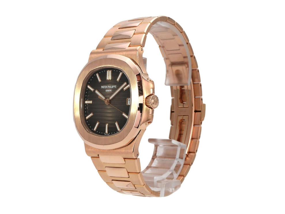 Patek Philippe Nautilus Roségold 5711/1R-001 detailansicht mit roségoldem Gehäuse und Zifferblatt