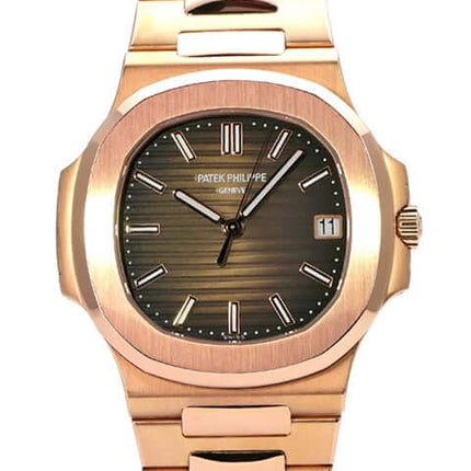 Patek Philippe Nautilus Roségold 5711/1R-001 mit braunem Zifferblatt und Roségoldarmband.