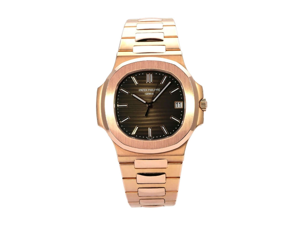 Patek Philippe Nautilus Roségold 5711/1R-001 mit braunem Zifferblatt und Roségoldband.