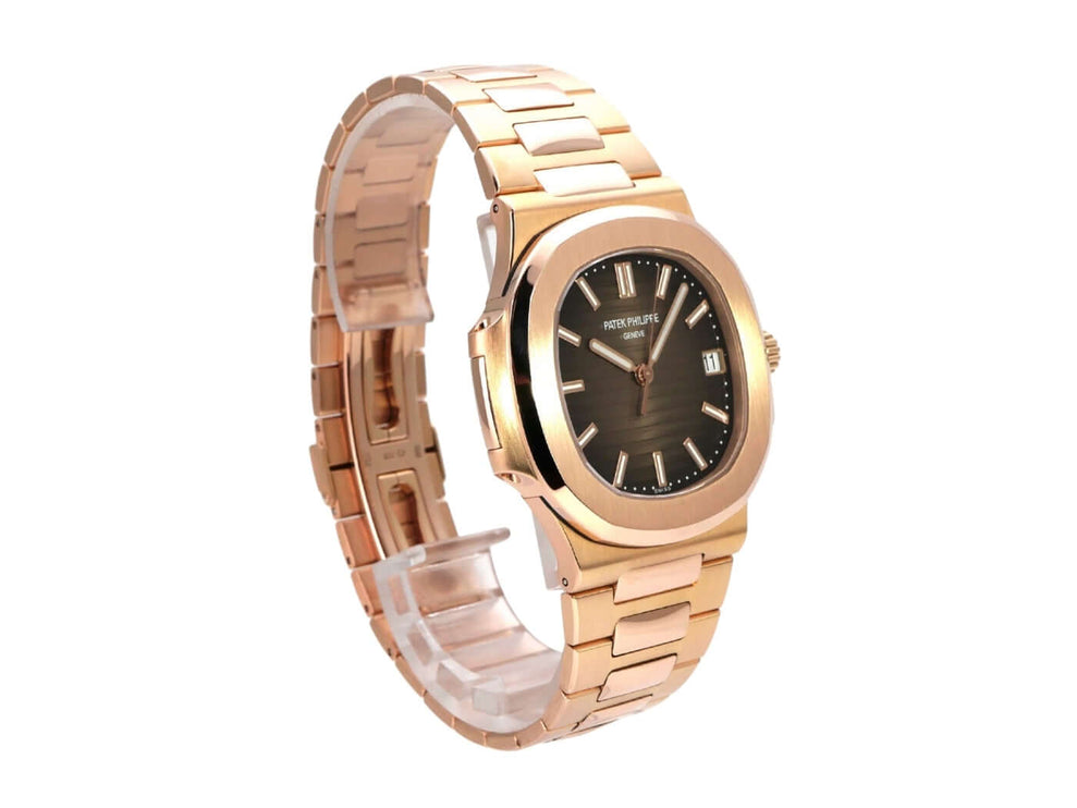 Patek Philippe Nautilus Roségold 5711/1R-001 Uhr mit braunem Zifferblatt und Roségoldband.