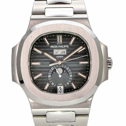 Patek Philippe Nautilus Annual Calendar Mondphase 5726/1A-014, Edelstahl mit blauem Zifferblatt, Automatik. 2023 Modell.