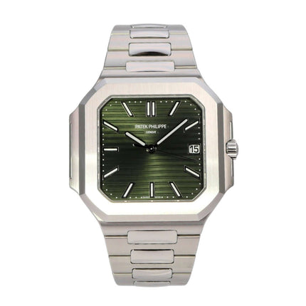 Patek Philippe Cubitus 5821/1A-001 in Edelstahl mit grünem Zifferblatt und Faltschließe