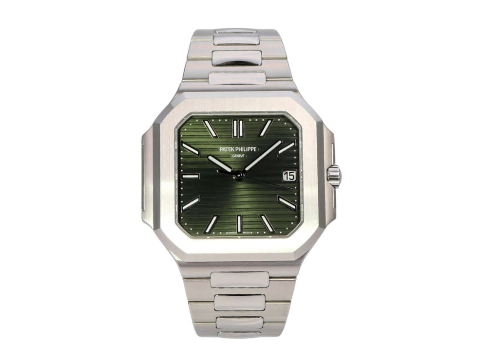 Patek Philippe Cubitus 5821/1A-001 in Edelstahl mit grünem Zifferblatt und Faltschließe