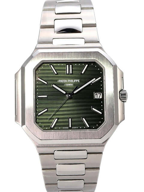 Patek Philippe Cubitus 5821/1A-001 Uhr mit grünem Zifferblatt und Edelstahlband