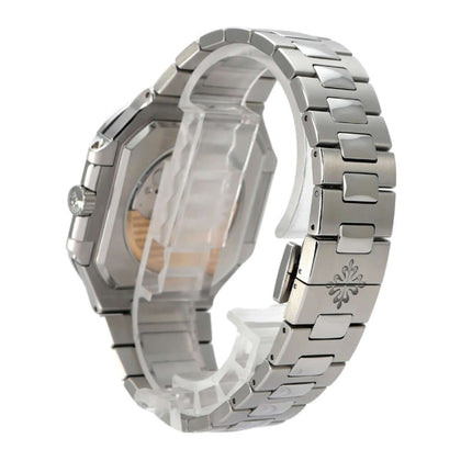 Patek Philippe Cubitus 5821/1A-001 mit Edelstahlband und poliertem Gehäuse, seitliche Ansicht der Uhr
