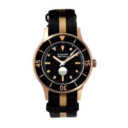 Blancpain Fifty Fathoms 70th Anniversary Act 3 5901-5630-NANA Armbanduhr mit schwarzem Zifferblatt und Natoband