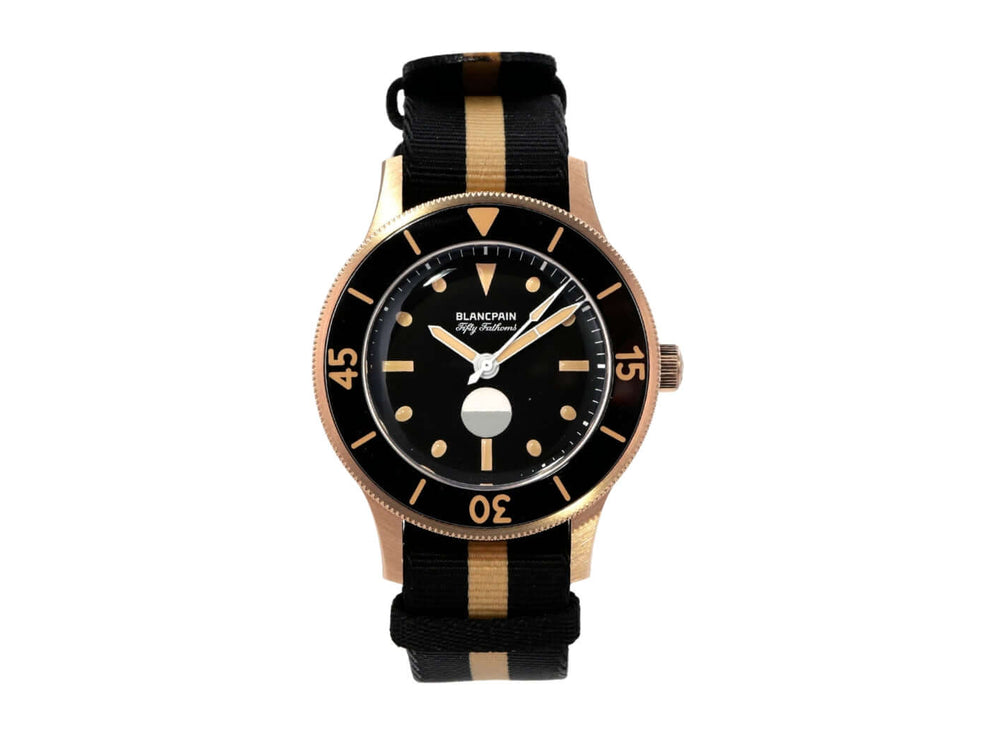 Blancpain Fifty Fathoms 70th Anniversary Act 3 5901-5630-NANA Armbanduhr mit schwarzem Zifferblatt und Natoband