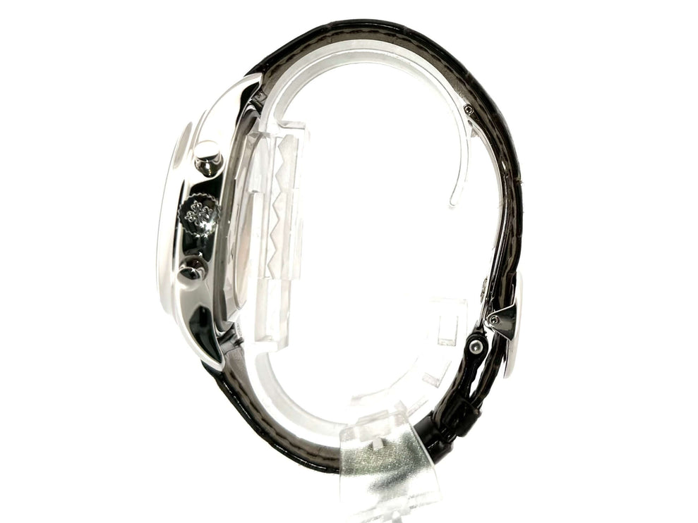 Patek Philippe Annual Calendar 5960P-001 Seitenansicht, Platingehäuse und braunes Lederband