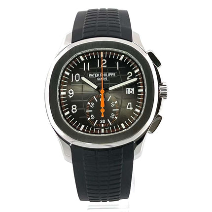 Patek Philippe Aquanaut Chronograph 5968A-001 mit schwarzem Zifferblatt und schwarzem Kautschukarmband