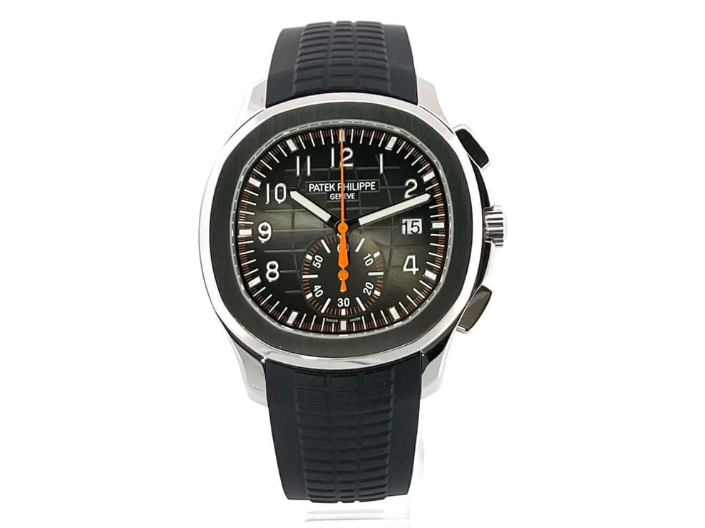 Patek Philippe Aquanaut Chronograph 5968A-001 mit schwarzem Zifferblatt und schwarzem Kautschukarmband