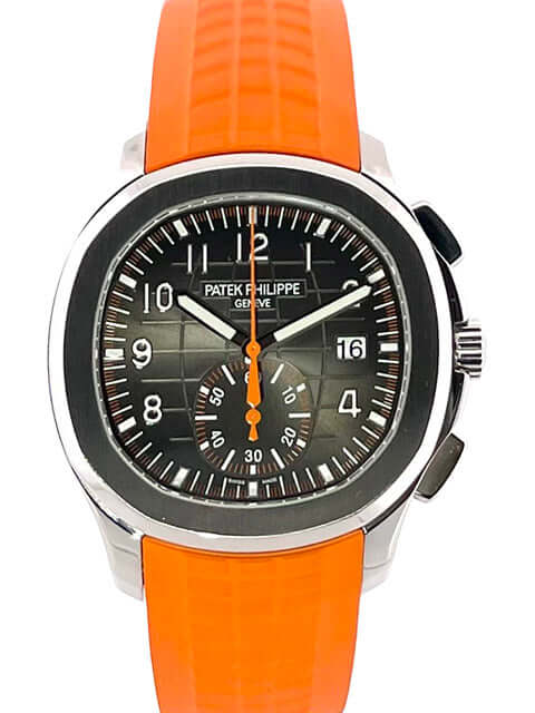 Patek Philippe Aquanaut Chronograph 5968A-001 mit Edelstahlgehäuse und orangefarbenem Kautschukband