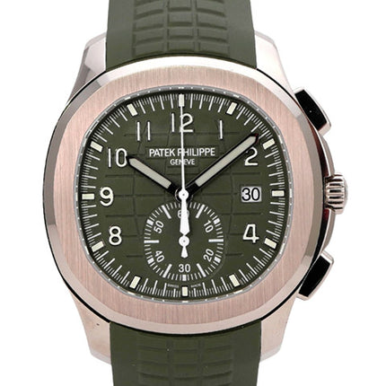 Patek Philippe Aquanaut Chronograph 5968G-010 aus 18 kt Weißgold mit grünem Zifferblatt und Kautschukband