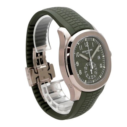 Patek Philippe Aquanaut Chronograph 5968G-010 mit grünem Kautschukband, Weißgoldgehäuse und grünem Zifferblatt