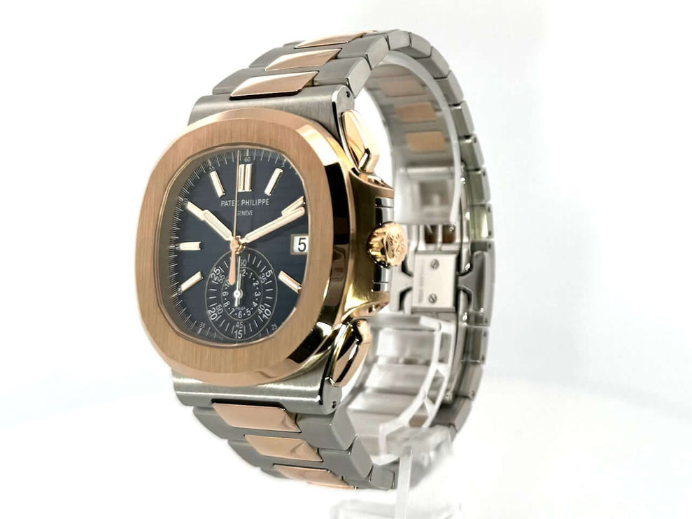 Patek Philippe Nautilus 5980/1AR-001 Edelstahl Rosegold Uhr mit blauem Zifferblatt und zweifarbigem Armband aus Edelstahl und 18 kt Roségold