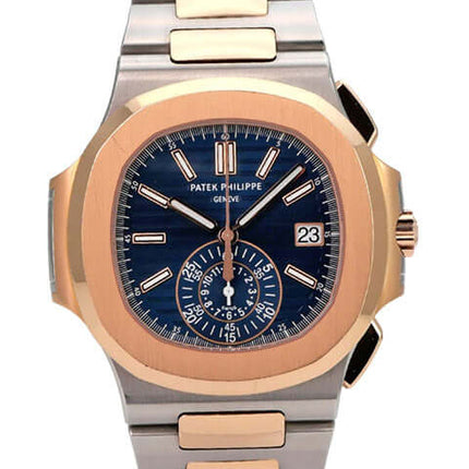 Patek Philippe Nautilus 5980/1AR-001 Edelstahl Roségold, blaues Zifferblatt, Automatik, Chronograph