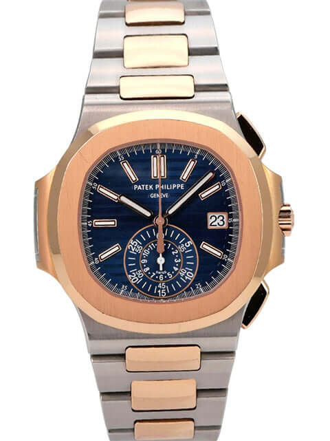 Patek Philippe Nautilus 5980/1AR-001 Edelstahl Roségold, blaues Zifferblatt, Automatik, Chronograph