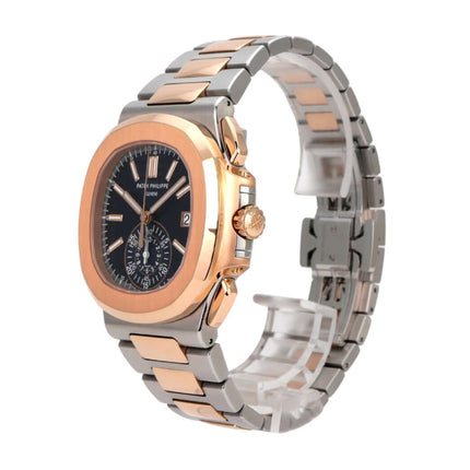 Patek Philippe Nautilus 5980/1AR-001 Edelstahl Roségold, Luxus-Chronograph mit blauem Zifferblatt