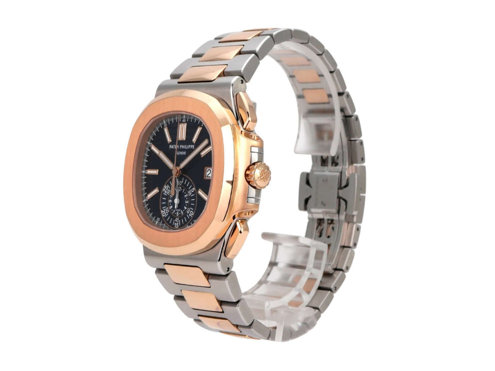 Patek Philippe Nautilus 5980/1AR-001 Edelstahl Roségold, Luxus-Chronograph mit blauem Zifferblatt