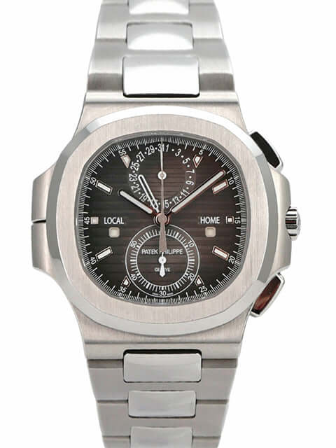 Patek Philippe Nautilus 5990/1A-001 Edelstahl Armbanduhr mit schwarzem Zifferblatt und Automatikaufzug.