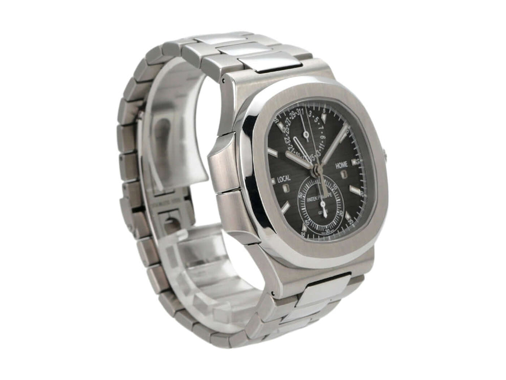 Patek Philippe Nautilus 5990/1A-001 in Edelstahl mit schwarzem Zifferblatt und Automatikuhrwerk.