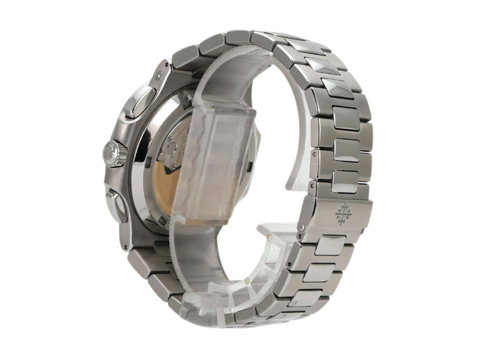 Patek Philippe Nautilus 5990/1A-001 Edelstahlarmband und Gehäuse, seitliche Ansicht der Uhr.