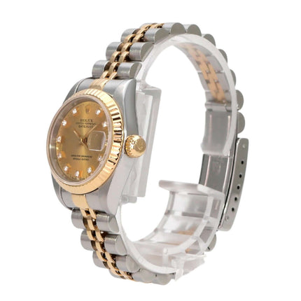 Rolex Datejust 26 Edelstahl Gelbgold 69173 Champagner Diamant Jubile-Band, Vintage Damenarmbanduhr
