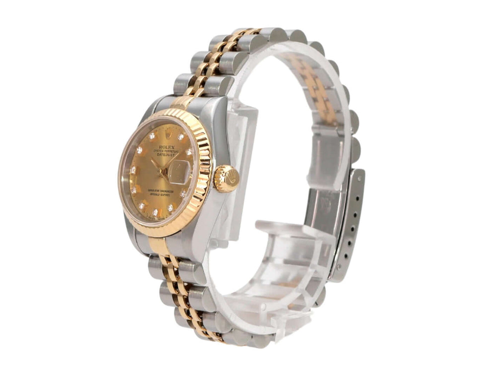 Rolex Datejust 26 Edelstahl Gelbgold 69173 Champagner Diamant Jubile-Band, Vintage Damenarmbanduhr