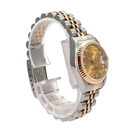 Rolex Datejust 26 Edelstahl Gelbgold 69173 Champagner Diamant Jubile-Band mit goldener Lünette und Jubilé-Armband
