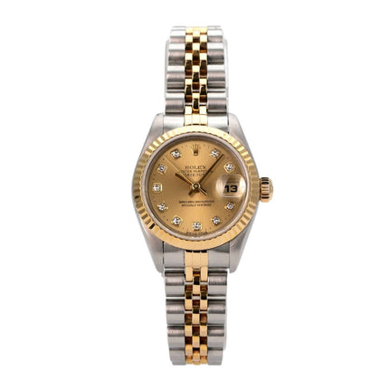 Rolex Datejust 26 Edelstahl Gelbgold Ref. 69173 Champagner Diamant mit Diamanten auf Zifferblatt