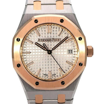 Audemars Piguet Royal Oak 50 Jahre Edition 77450SR.OO.1361SR.01 Edelstahl-Roségold-Armbanduhr mit silbernem Zifferblatt