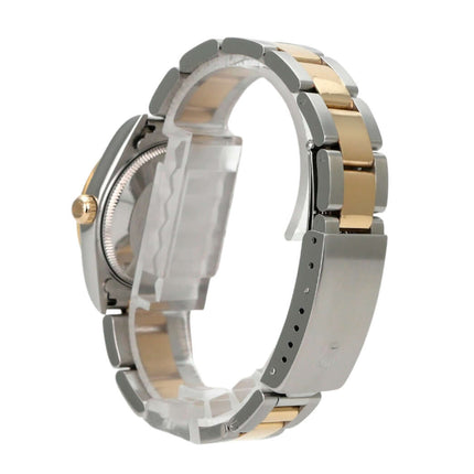 Rolex Datejust 31 Edelstahl Gelbgold 78273 Perlmutt Diamant Armband aus Edelstahl und Gelbgold, seitliche Ansicht.