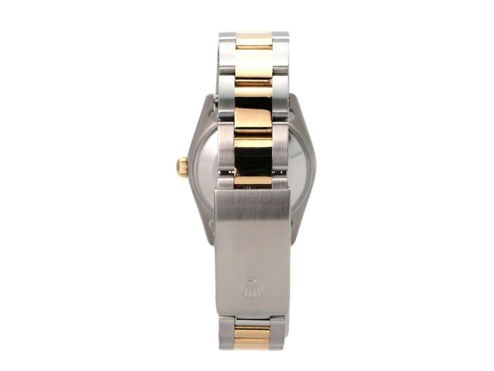 Rolex Datejust 31 Edelstahl Gelbgold 78273 Perlmutt Diamant Armbandansicht mit gelbgoldener und Edelstahl-Oberfläche.