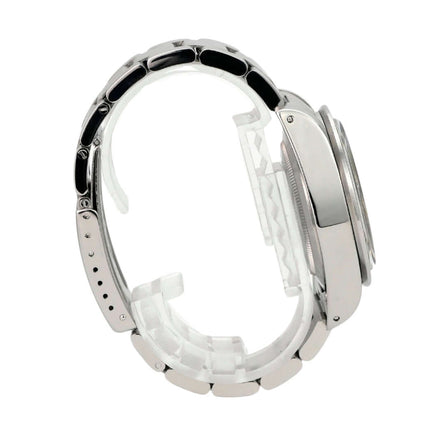 Tudor Prince Oysterdate Big Block Chronograph 79160 seitliche Ansicht mit Edelstahlband und poliertem Gehäuse.