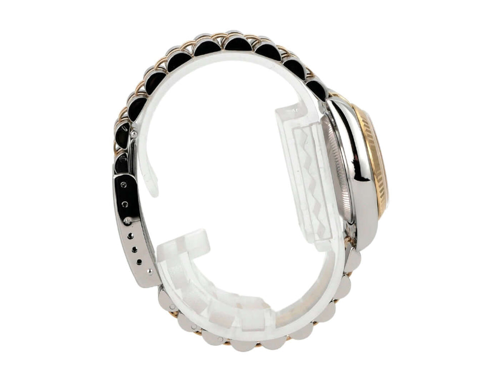 Rolex Datejust 26 Edelstahl Gelbgold 79173 Ivory Jubile-Band: Detailansicht des Jubile-Armbands und des Gehäuses.