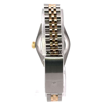 Rückansicht des Rolex Datejust 26 Edelstahl Gelbgold 79173 mit Jubile-Armband und Faltschließe