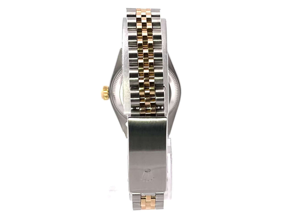 Rückansicht des Rolex Datejust 26 Edelstahl Gelbgold 79173 mit Jubile-Armband und Faltschließe