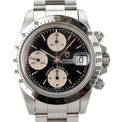 Tudor Prince Oysterdate Big Block Chronograph 79180 Edelstahl Chronograph mit schwarzem Zifferblatt, Tachymeter und Datum