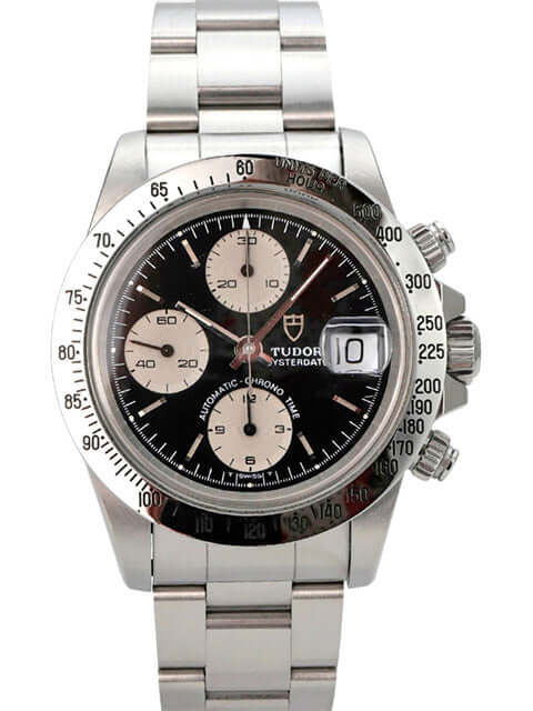 Tudor Prince Oysterdate Big Block Chronograph 79180 Edelstahl Chronograph mit schwarzem Zifferblatt, Tachymeter und Datum