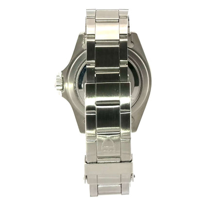 Rückansicht der Tudor Submariner Blue 79190 mit Edelstahlband und Sicherheitsfaltschließe.