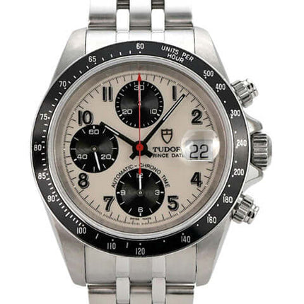Tudor Prince Date Chronograph 79260 im Edelstahlgehäuse mit weißem Zifferblatt und schwarzen Totalisatoren