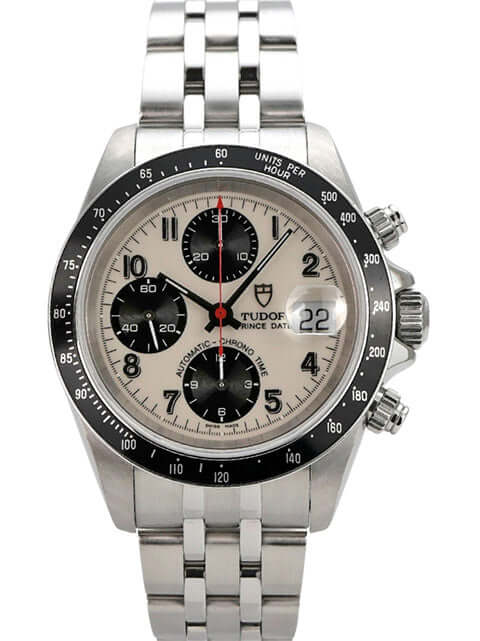 Tudor Prince Date Chronograph 79260 im Edelstahlgehäuse mit weißem Zifferblatt und schwarzen Totalisatoren