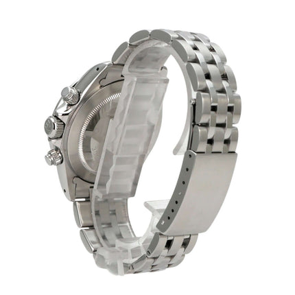 Tudor Prince Date Chronograph 79260 mit Edelstahlband und verschraubtem Gehäuse, seitliche Ansicht.