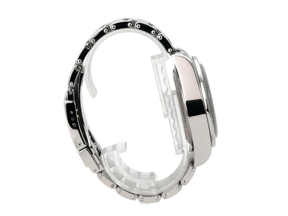 Tudor Heritage Black Bay Chrono 79350-0001 seitliche Ansicht des Edelstahlgehäuses mit schwarzer Lünette