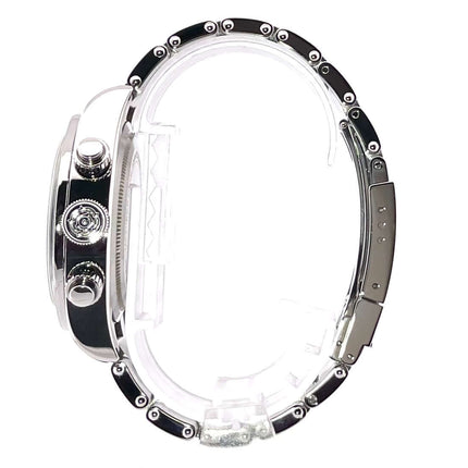 Seitliche Ansicht der Tudor Black Bay Chrono 79360N-0002 mit Edelstahlgehäuse und Faltschließe