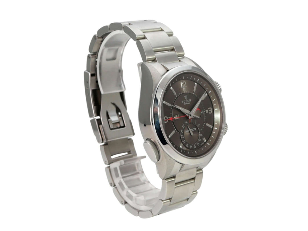 Tudor Heritage Advisor 79620TC Edelstahlband und Titan-Gehäuse, braunes Zifferblatt und Automatikwerk.