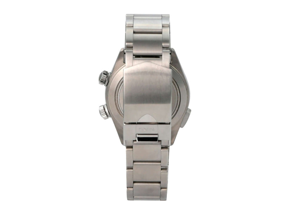 Tudor Heritage Advisor 79620TC Edelstahlband Gehäuse Ansicht von hinten, detailreiche Konstruktion.
