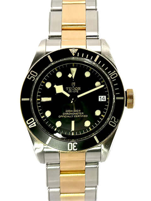 Tudor Black Bay Steel Gold Ref. 79733N-0002 Uhr, Edelstahl-Gelbgold Gehäuse und Armband, schwarzes Zifferblatt, 60-Minuten Lünette, Tauchzeitmesser