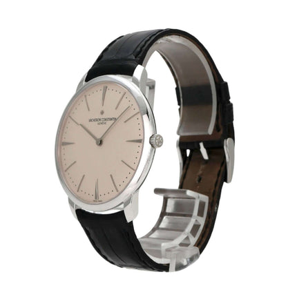 Vacheron Constantin Patrimony 81180/000G, 18 kt Weißgold, schwarzes Lederband, silberfarbenes Zifferblatt