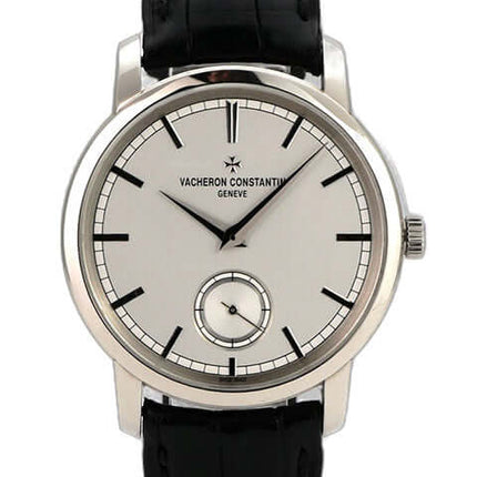Vacheron Constantin Traditionnelle 82172/000G-9383, Weißgold, silbernes Zifferblatt, schwarzes Lederband