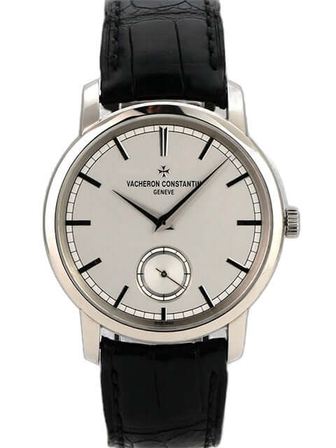 Vacheron Constantin Traditionnelle 82172/000G-9383, Weißgold, silbernes Zifferblatt, schwarzes Lederband